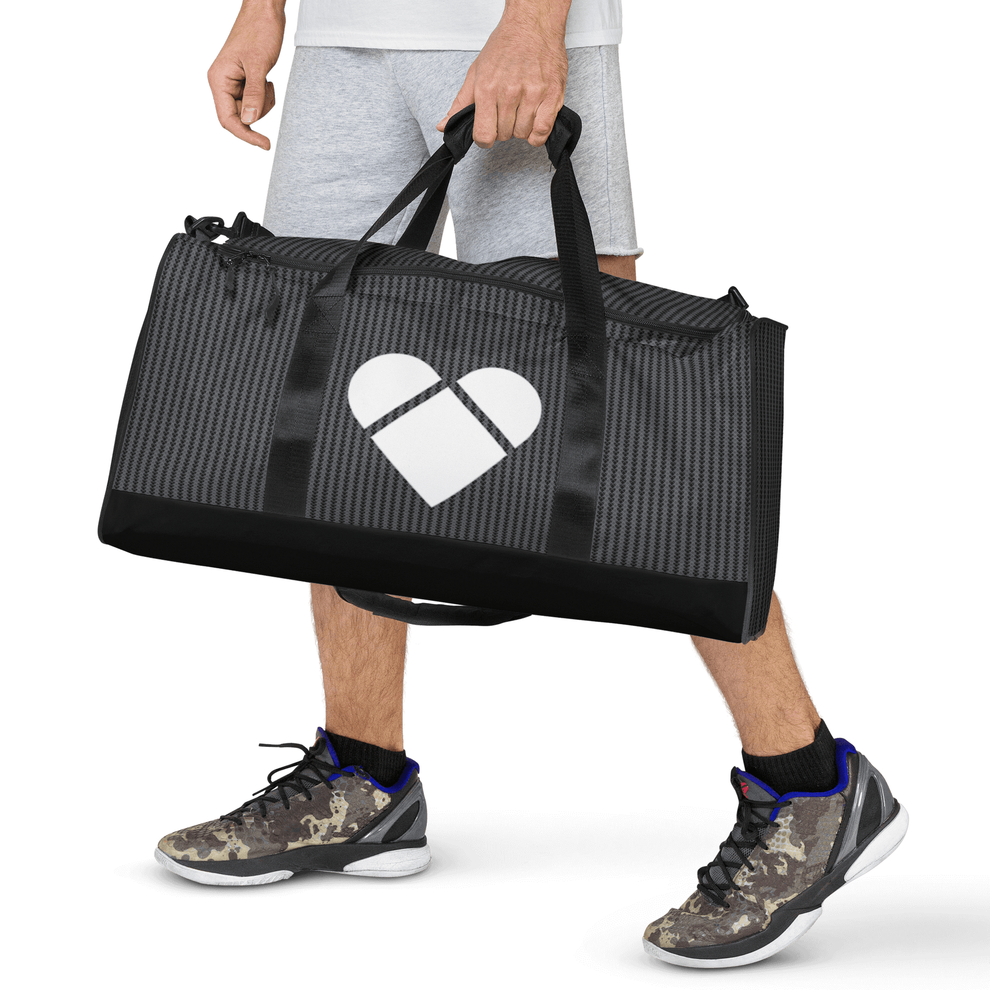 male model wearing Lovogram Bag | CRiZ AMOR's Sporty Elegance