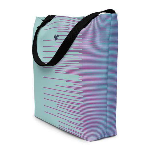 Mint Dual Large Tote Bag with Pink Stripes - CRiZ AMOR