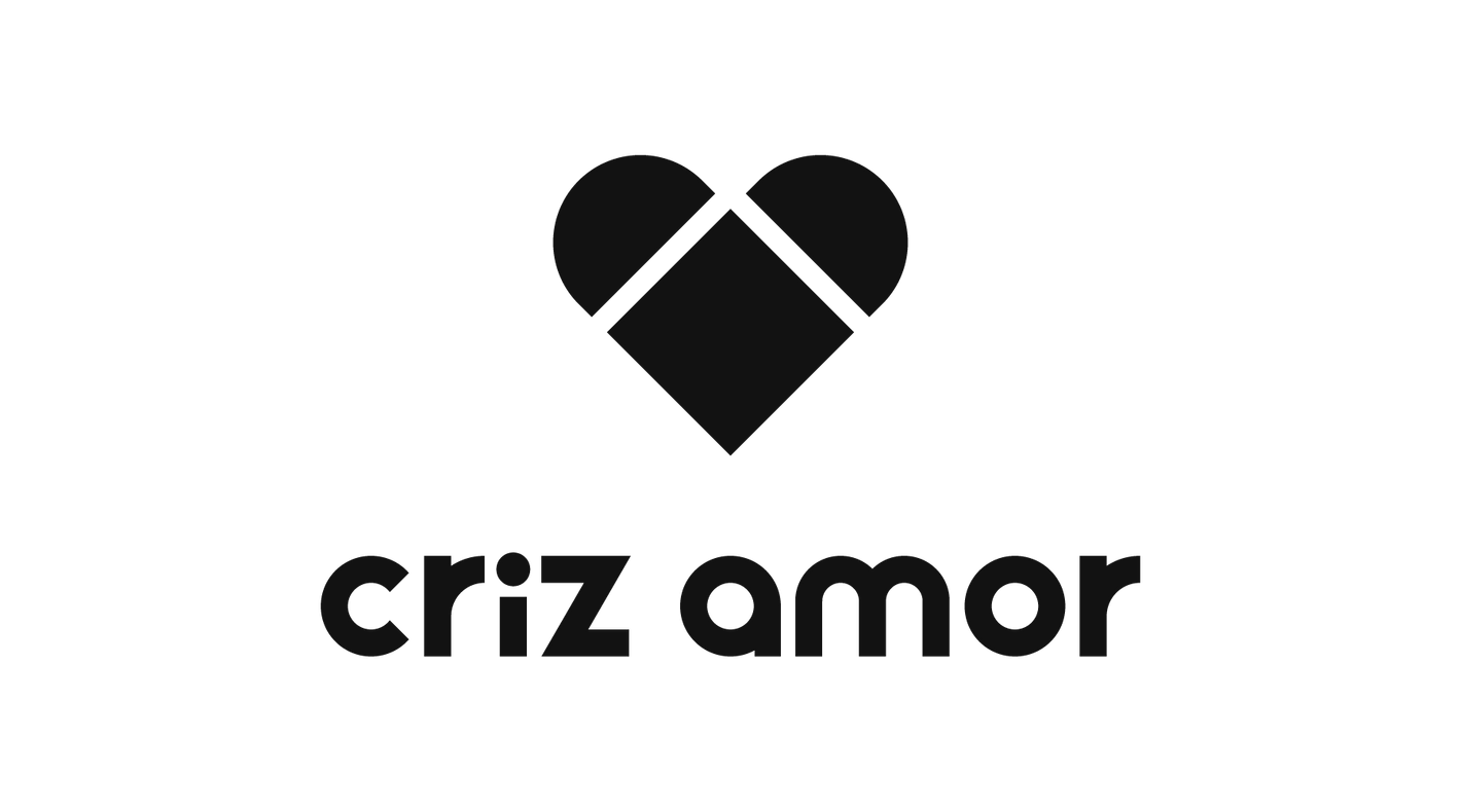 criz amor main logo, black and white, heart shape logo formed by a square shape and two half circles, brand for men and women, casual, sport and lounge wear