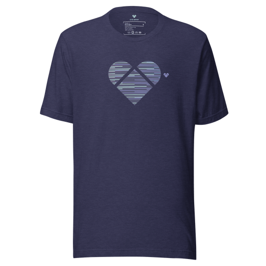 Dark Blue Tee with Dual Blue Heart, Amor Dual Collection