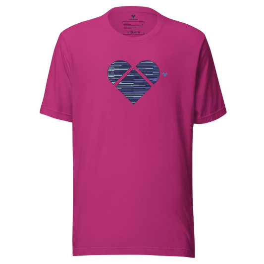 Fucsia Pink Tee with Dual Blue Heart Logo by CRiZ AMOR