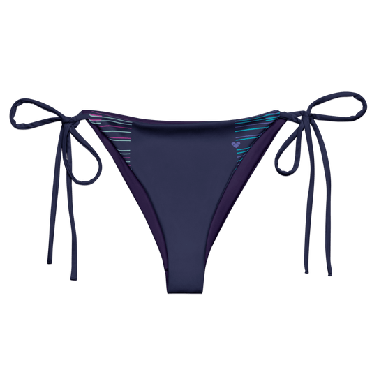 Dark Slate Blue Dual String Bikini Bottom with Gradient Stripes