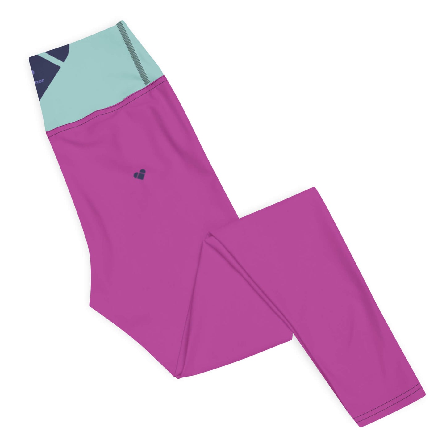 Women's Heart Logo Yoga Leggings, Fucsia Pink & Mint - CRiZ AMOR