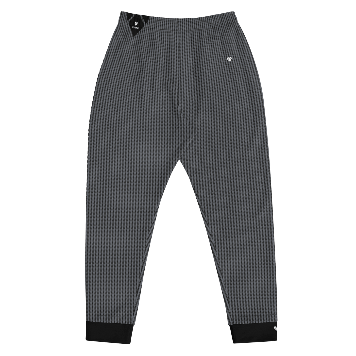 Black Joggers for Men with heart-shaped geometrical pattern from CRiZ AMOR's Amor Primero Collection, product photo back