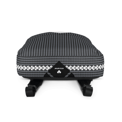 CRiZ AMOR's iconic Lovogram pattern on a black backpack - bottom view