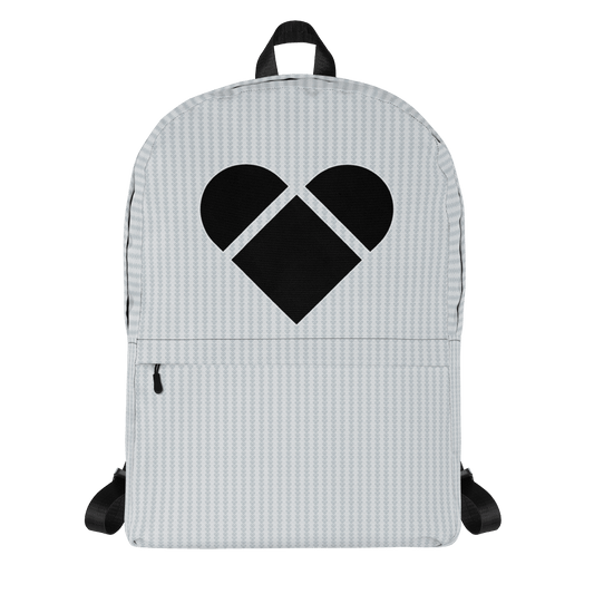 Gray Lovogram Backpack with Heart Logo by CRiZ AMOR - front view