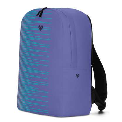 Designer Periwinkle Backpack with Turquoise Stripes and Heart Logo