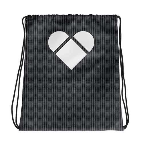 Black Lovogram White Heart Drawstring Bag | Accessories