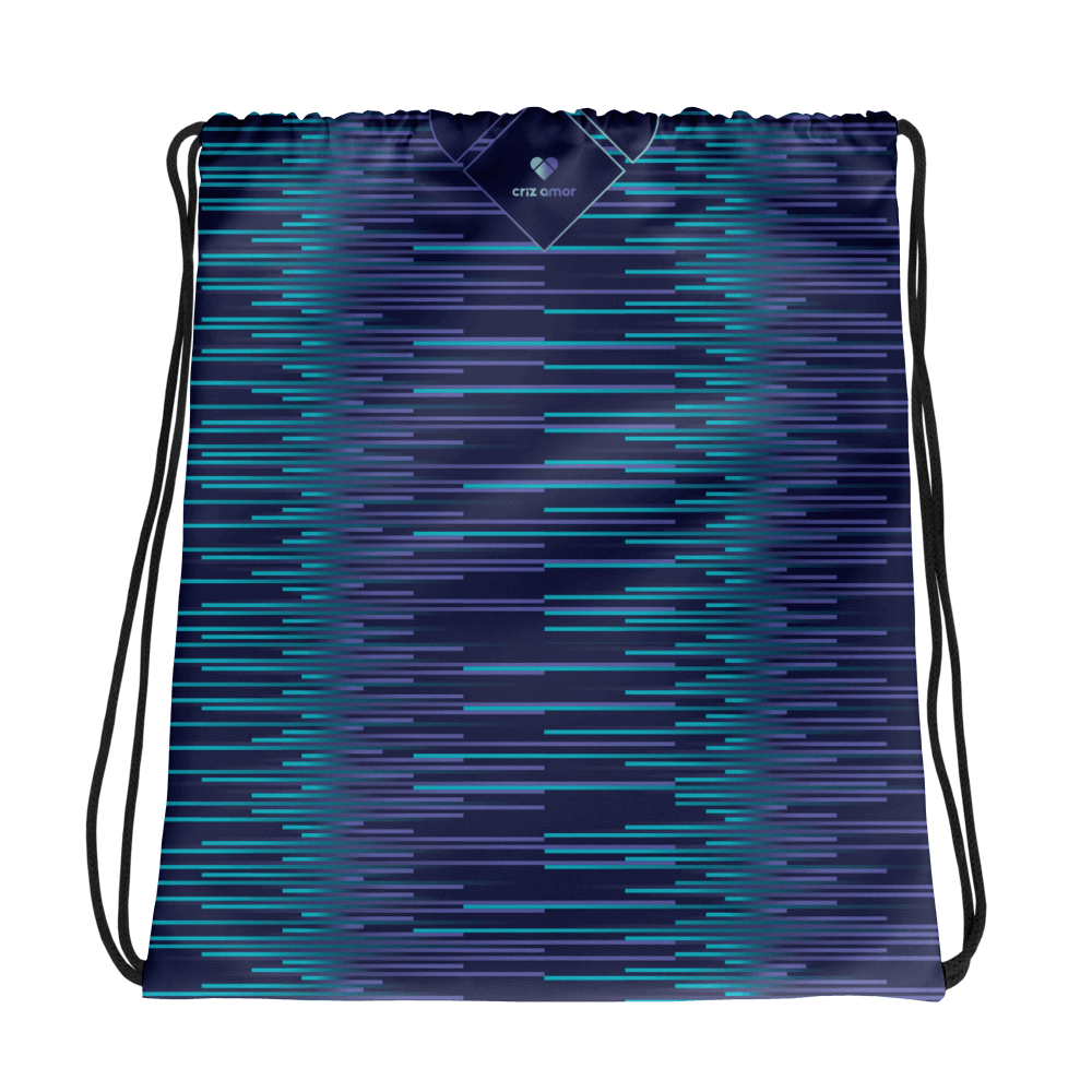 Gradient Striped Drawstring Bag in Turquoise and Periwinkle - CRiZ AMOR Designer Accessory