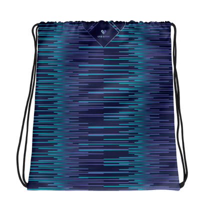 Gradient Striped Drawstring Bag in Turquoise and Periwinkle - CRiZ AMOR Designer Accessory