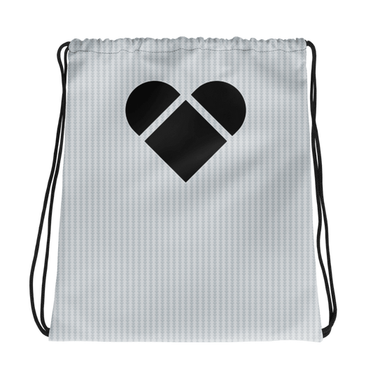 Drawstring Bag | Light Gray Lovogram | CRiZ AMOR big black heart logo