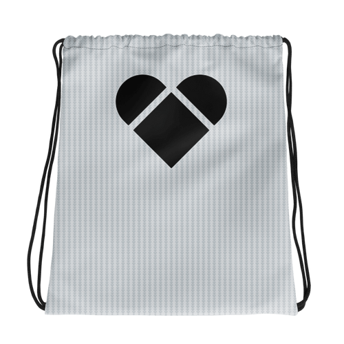 Light Gray Lovogram White Heart Drawstring Bag | Accessories