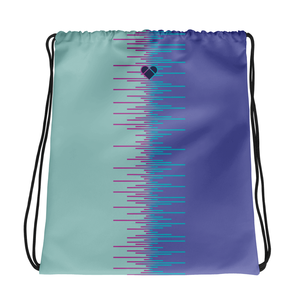 Mint & Periwinkle Dual Drawstring Bag with Gradient Stripes