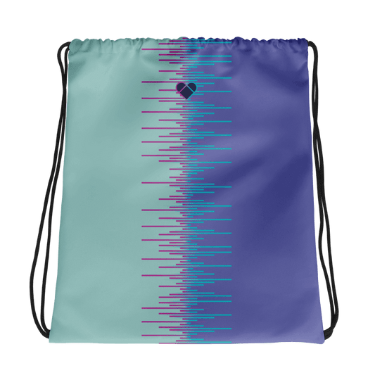 Mint & Periwinkle Dual Drawstring Bag with Gradient Stripes