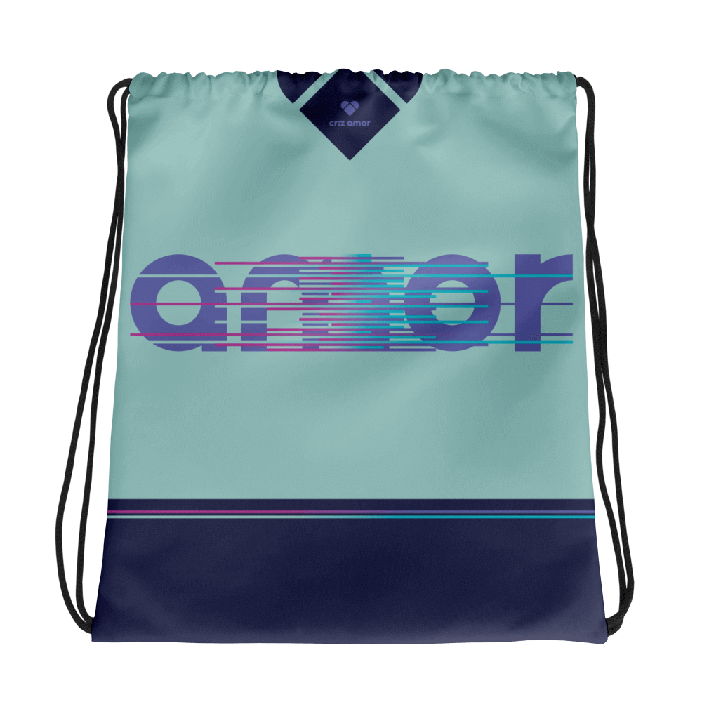 Dual-sided drawstring bag in vibrant turquoise and mint - CRiZ AMOR genderless accessory