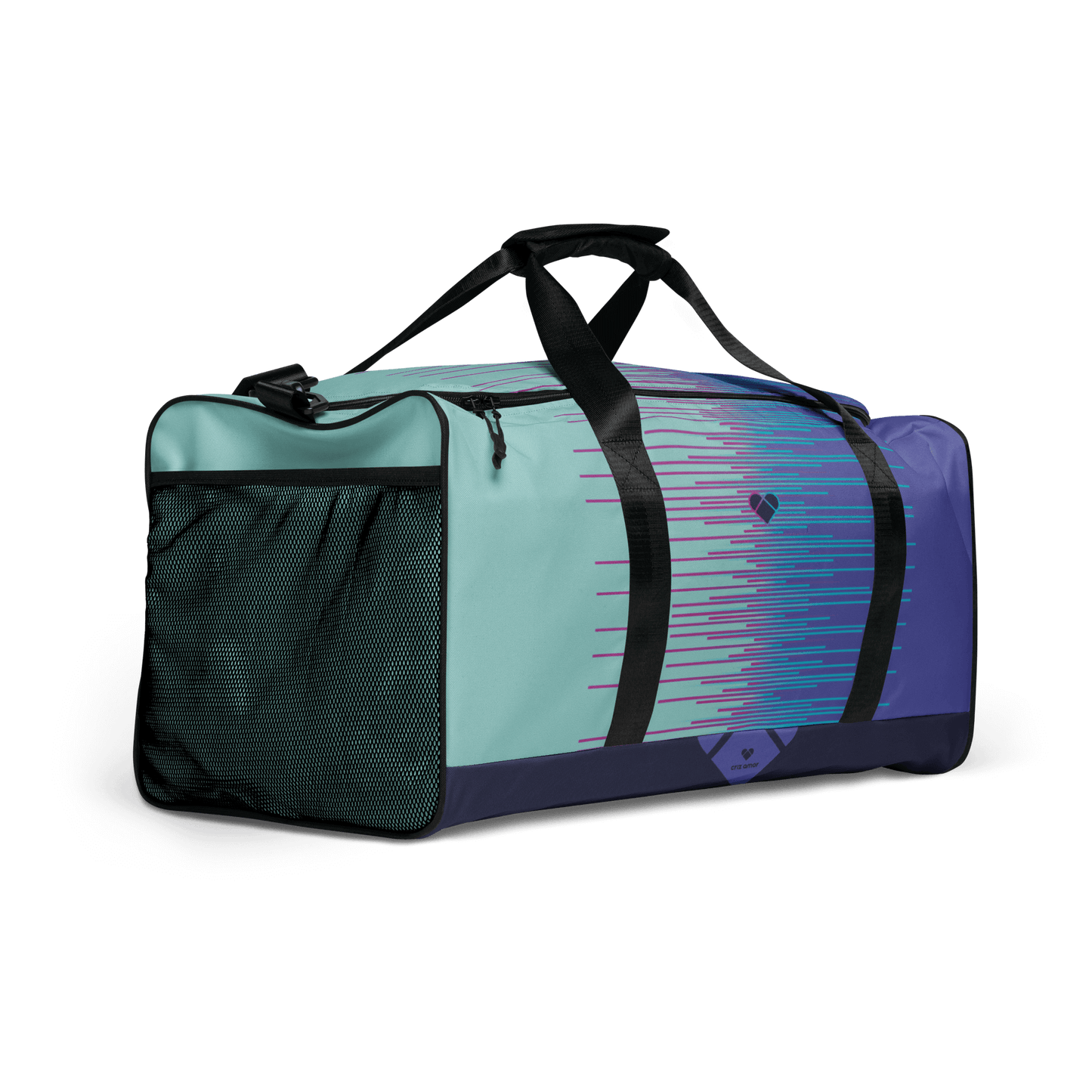 Genderless Designer Duffle Bag: Mint & Periwinkle