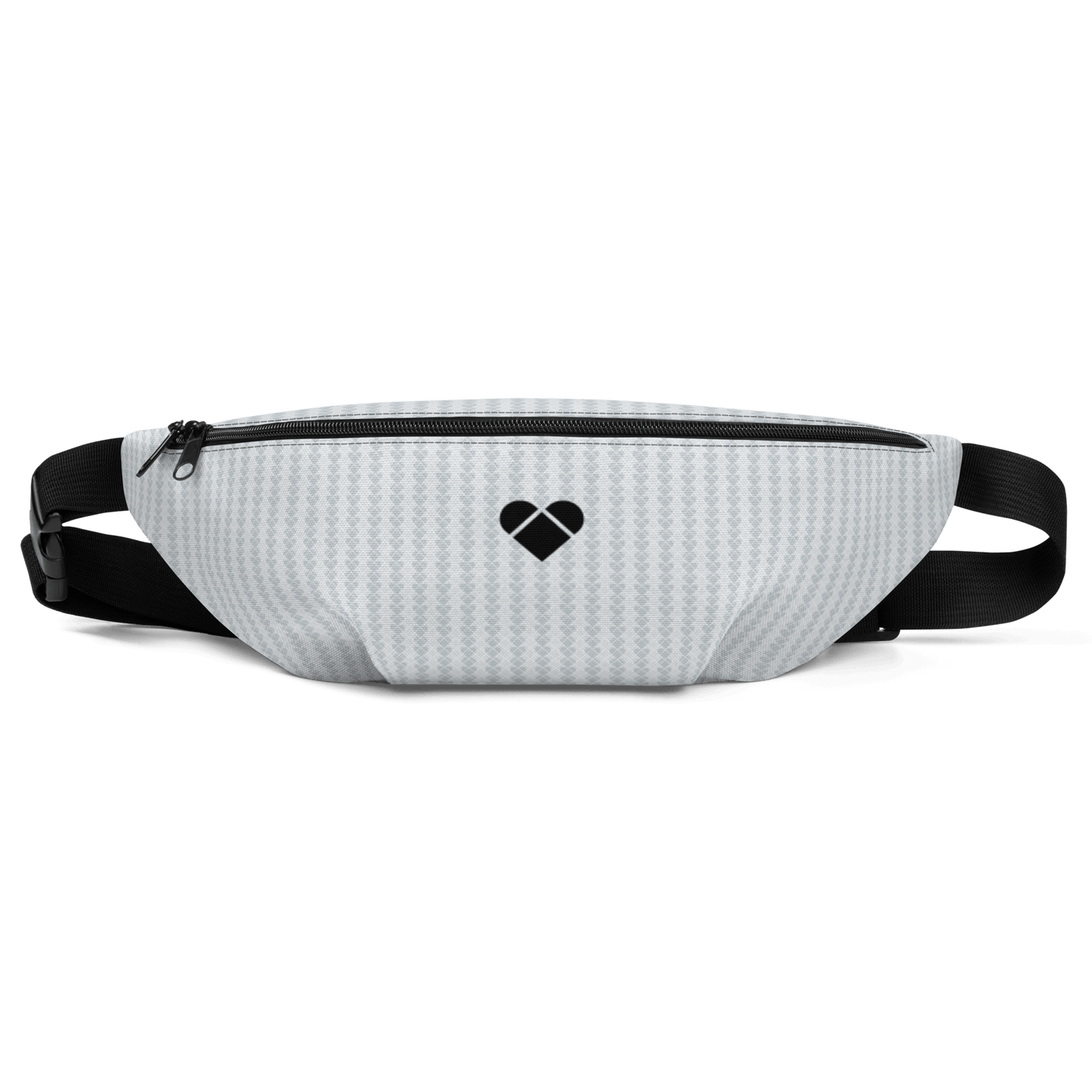 Light gray Lovogram Fanny Pack from CRiZ AMOR's Amor Primero Collection, front view