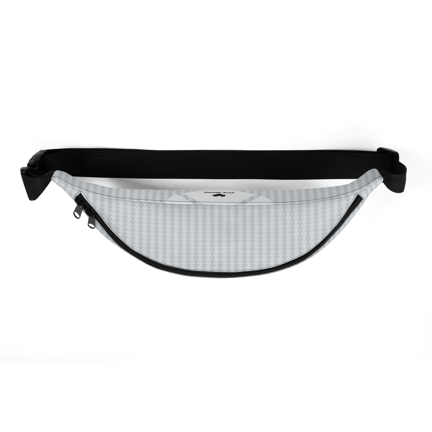 top view of a Genderless fanny pack with Lovogram heart logo design.