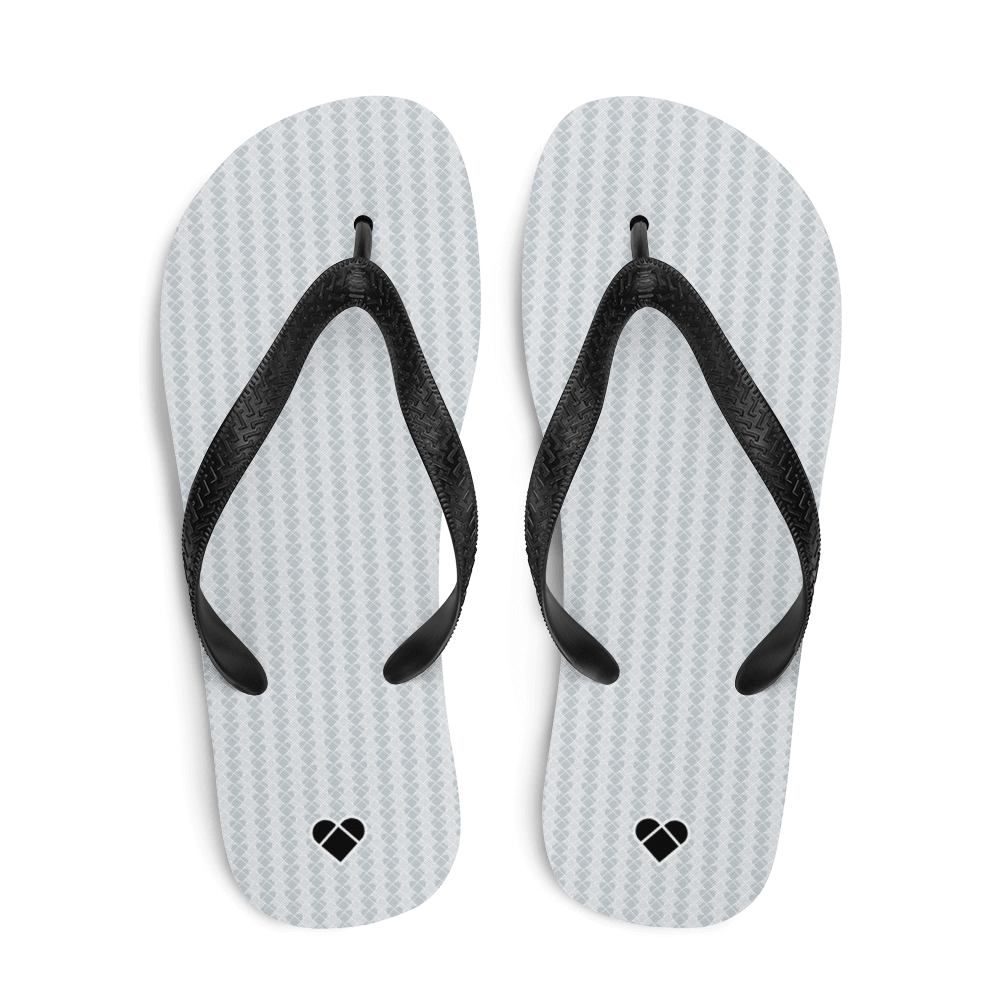 Lovogram Flip Flops by CRiZ AMOR: Heart pattern in light gray for men & women