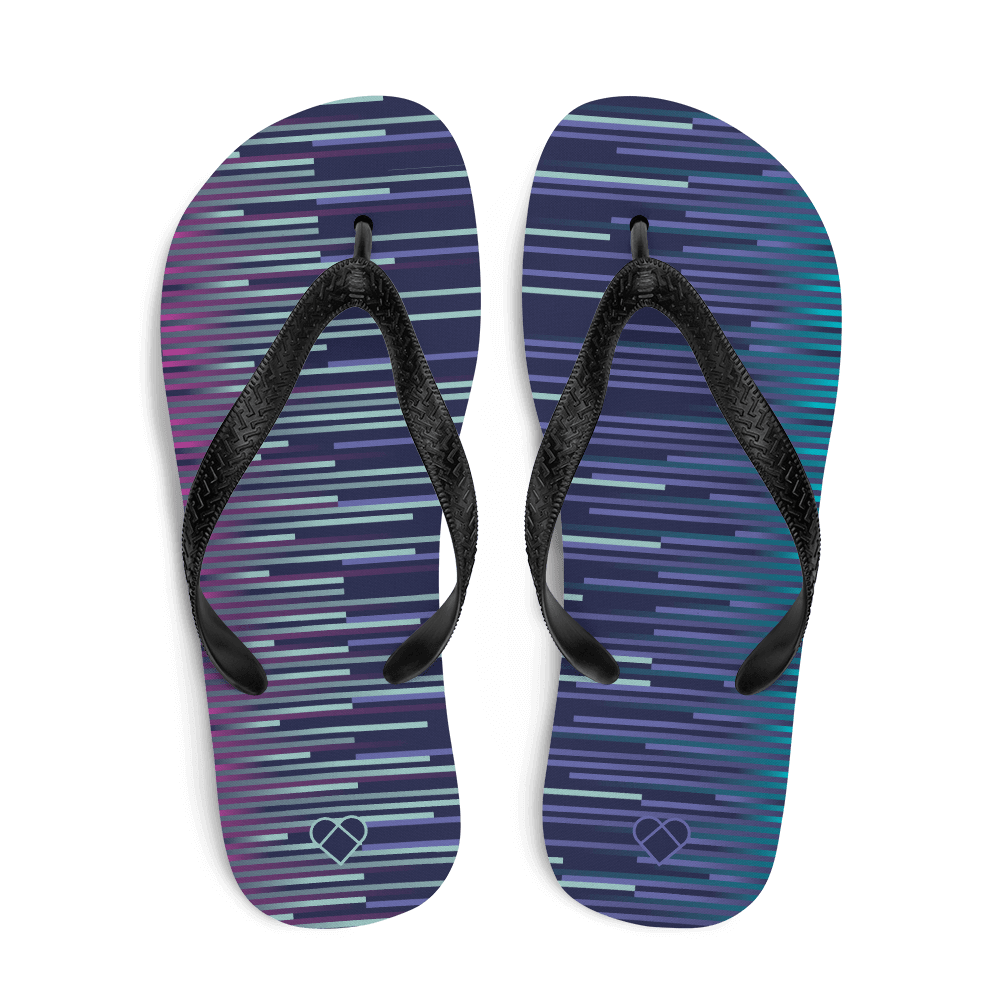 Slate Blue Flip Flops with Heart Logo | CRiZ AMOR Unisex Footwear