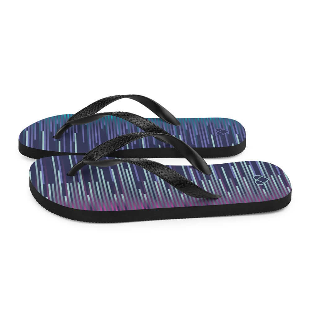 Turquoise and Fuchsia Striped Flip Flops | Unisex Footwear by CRiZ AMOR