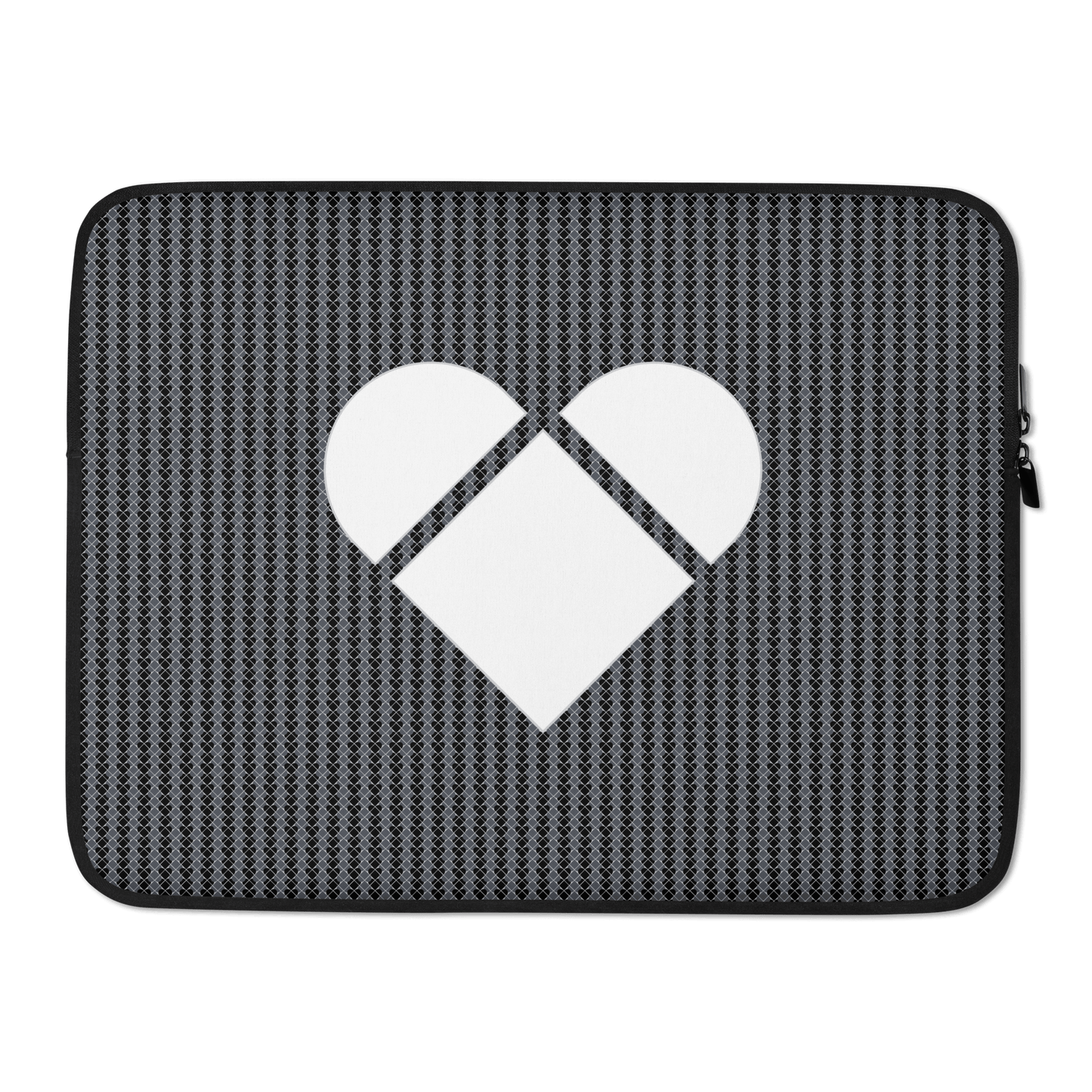 15 inch black Lovogram laptop sleeve from CRiZ AMOR's Amor Primero Capsule Collection