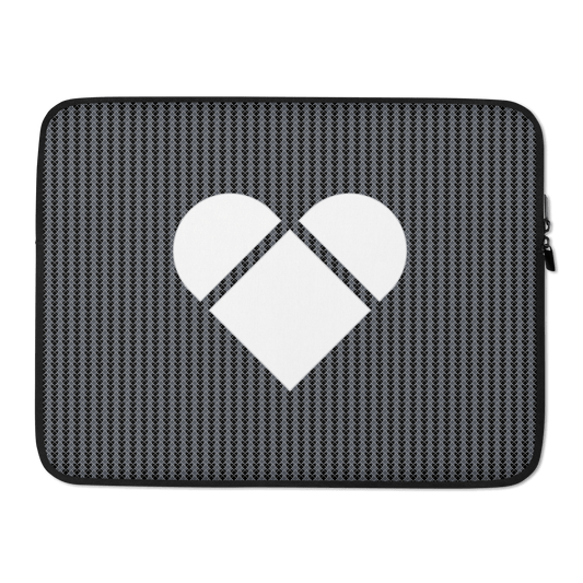 15 inch black Lovogram laptop sleeve from CRiZ AMOR's Amor Primero Capsule Collection