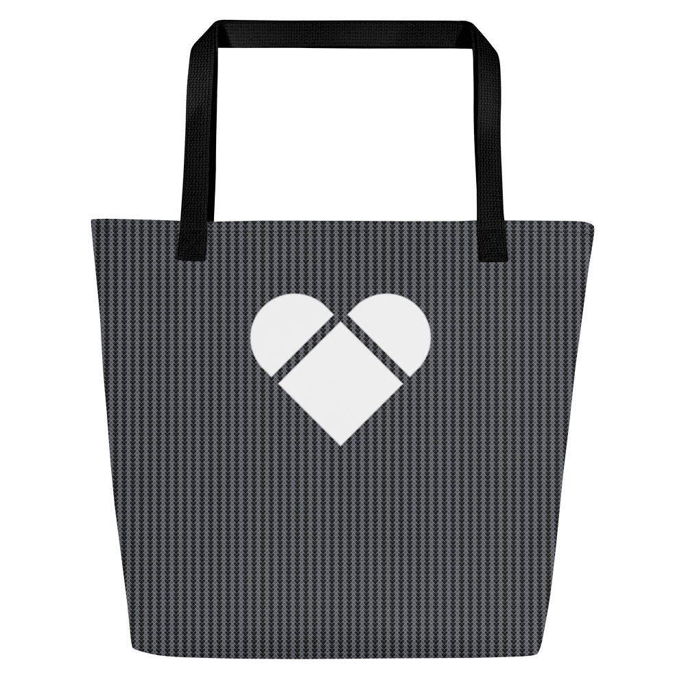 big white logo heart Limited Edition Lovogram Tote - Black with heart pattern, inclusive sizing
