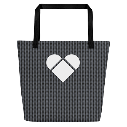 big white logo heart Limited Edition Lovogram Tote - Black with heart pattern, inclusive sizing