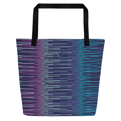 Designer Tote Bag with Gradient Stripes and Heart Logo