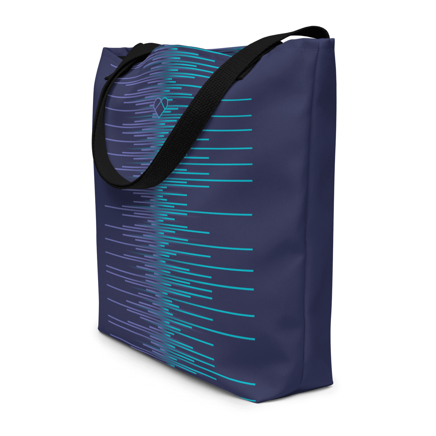 Dark Slate Blue Tote with Turquoise and Periwinkle Stripes by CRiZ AMOR