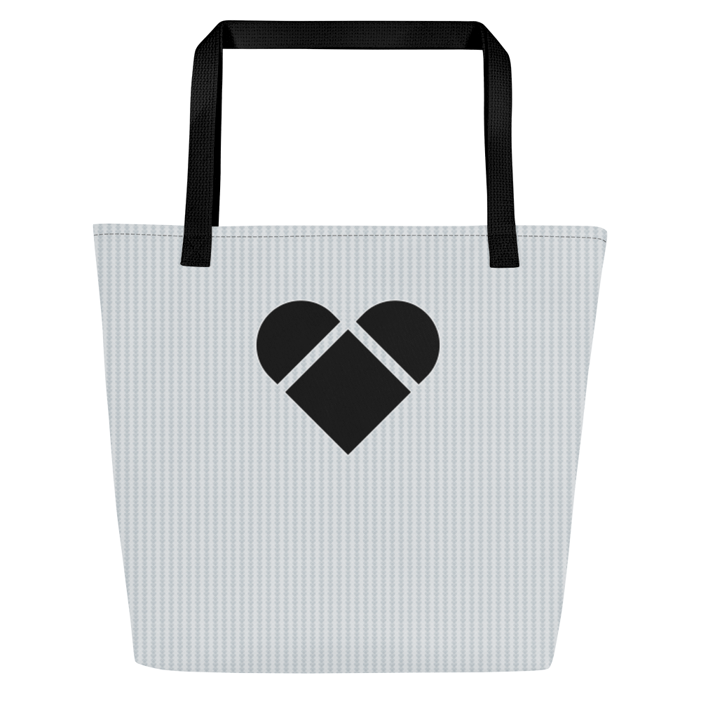 CRiZ AMOR's Lovogram Tote - Limited edition gray tote with geometric hearts, big black heart back