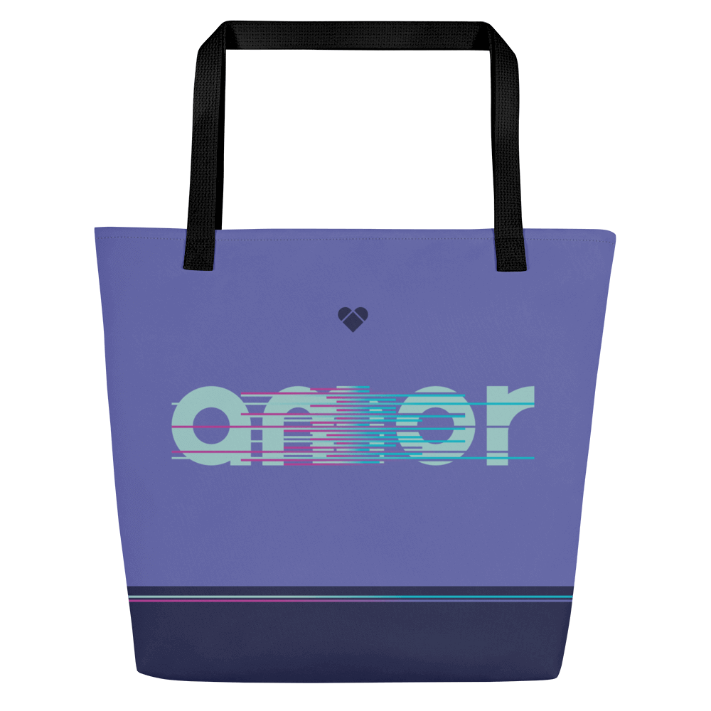 Periwinkle & Fucsia Pink Dual Tote Bag by CRiZ AMOR