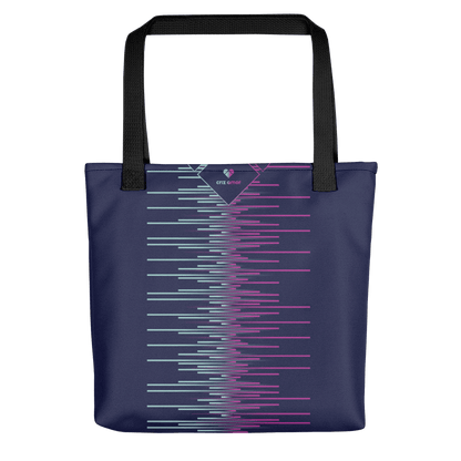 Slate Blue Swirl Tote with Vibrant Fuchsia and Mint Accents