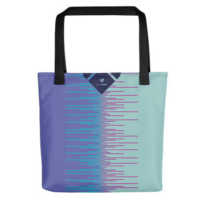 Unisex Tote Bag in Mint & Periwinkle, a heart logo charm