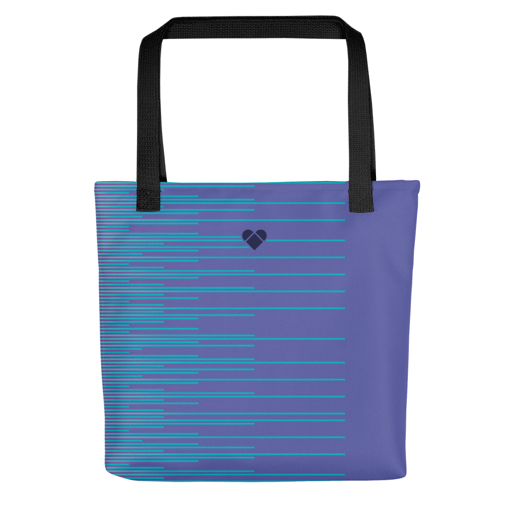 Periwinkle Dual Tote Bag with Turquoise Stripes and Heart Logo