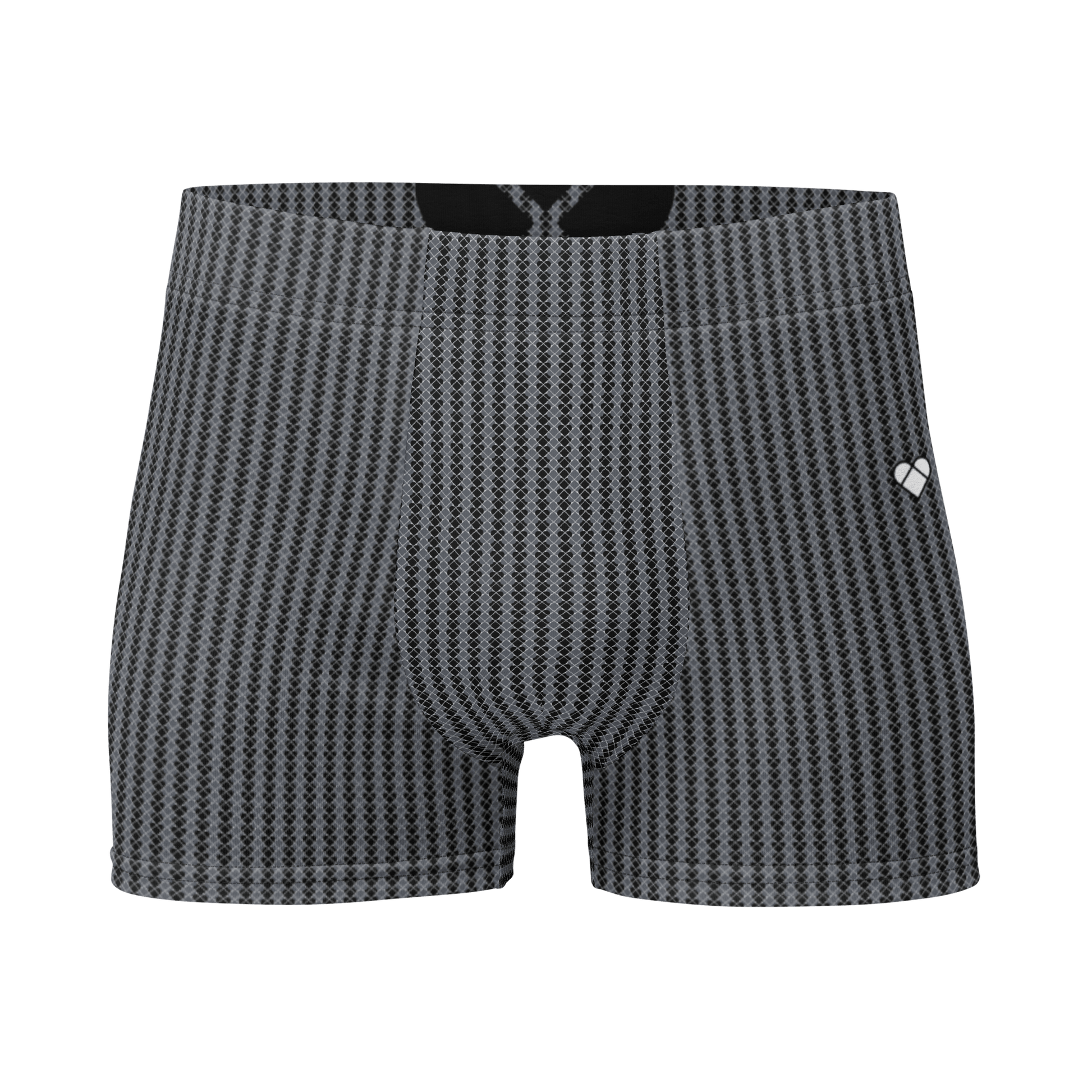 CRiZ AMOR Lovogram Boxers - A charming statement piece for men, heart-patterned in two shades of gray
