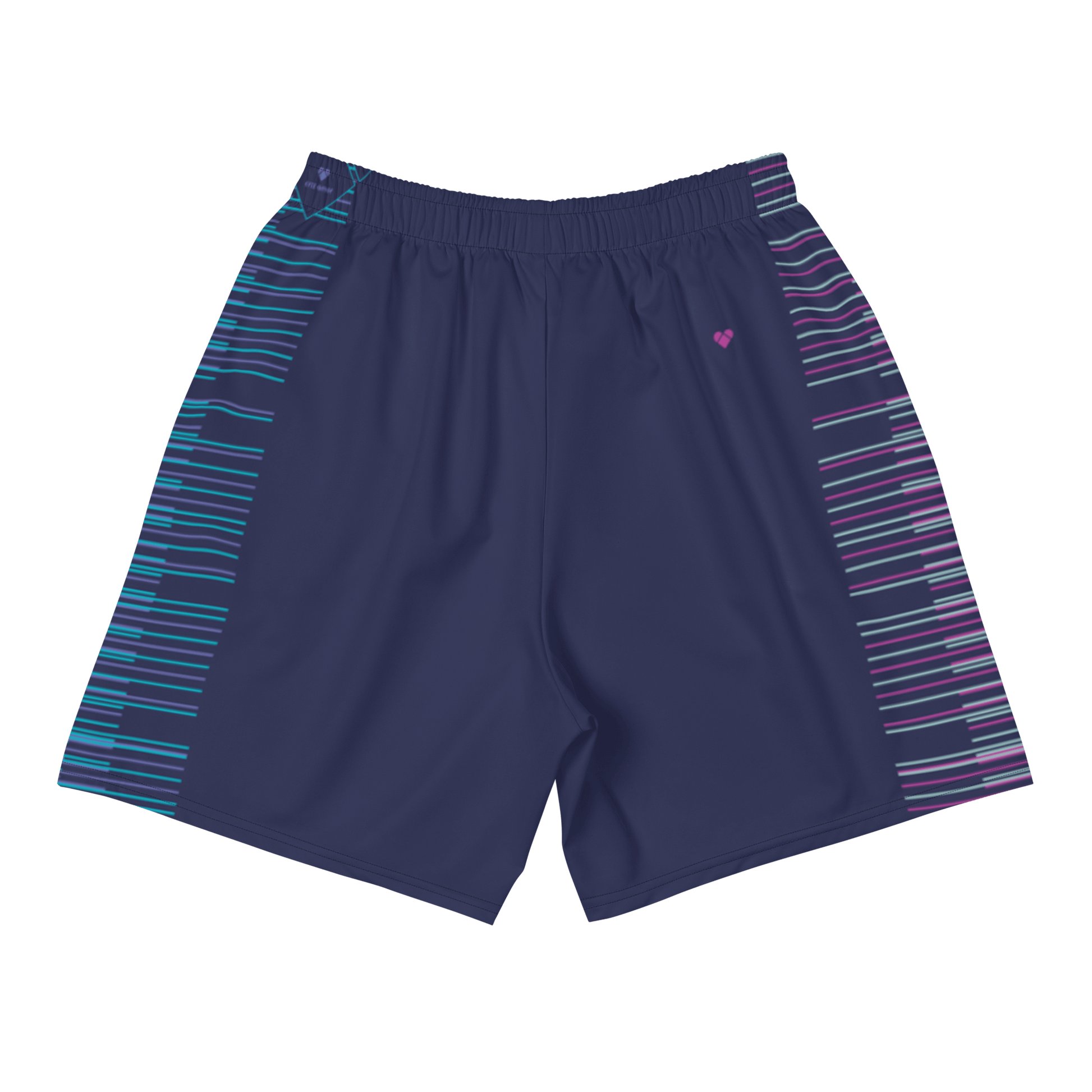 Vibrant gradient stripes adorn CRiZ AMOR's Dark Slate Blue Sport Shorts.