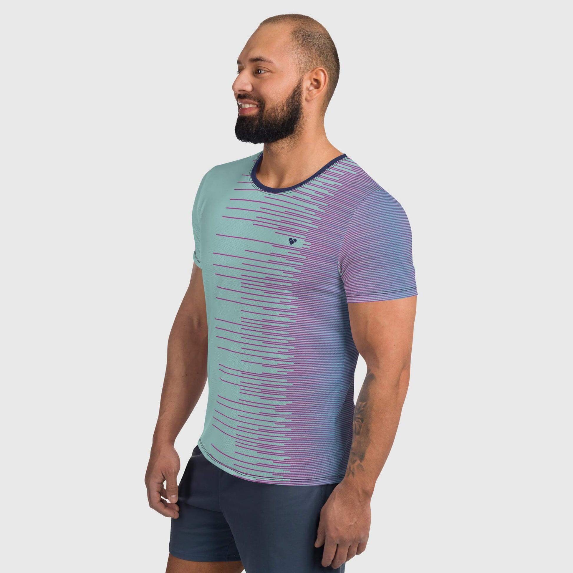 male Model showcasing Mint Stripes Dual Sport Shirt