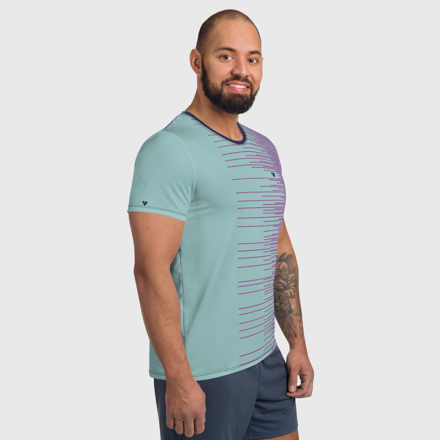 Confident man wears CRiZ AMOR's Mint Stripes Dual Shirt