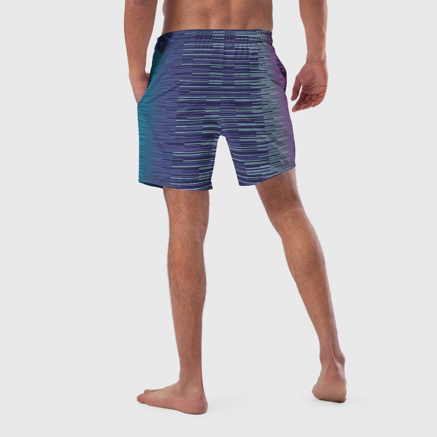 Exclusive Men's Swim Trunks: Fuchsia and Mint Stripes