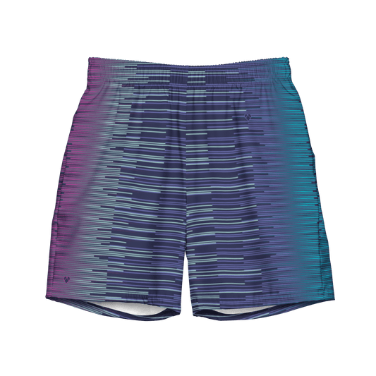 Dark Slate Blue Stripes Dual Swim Trunks for Men