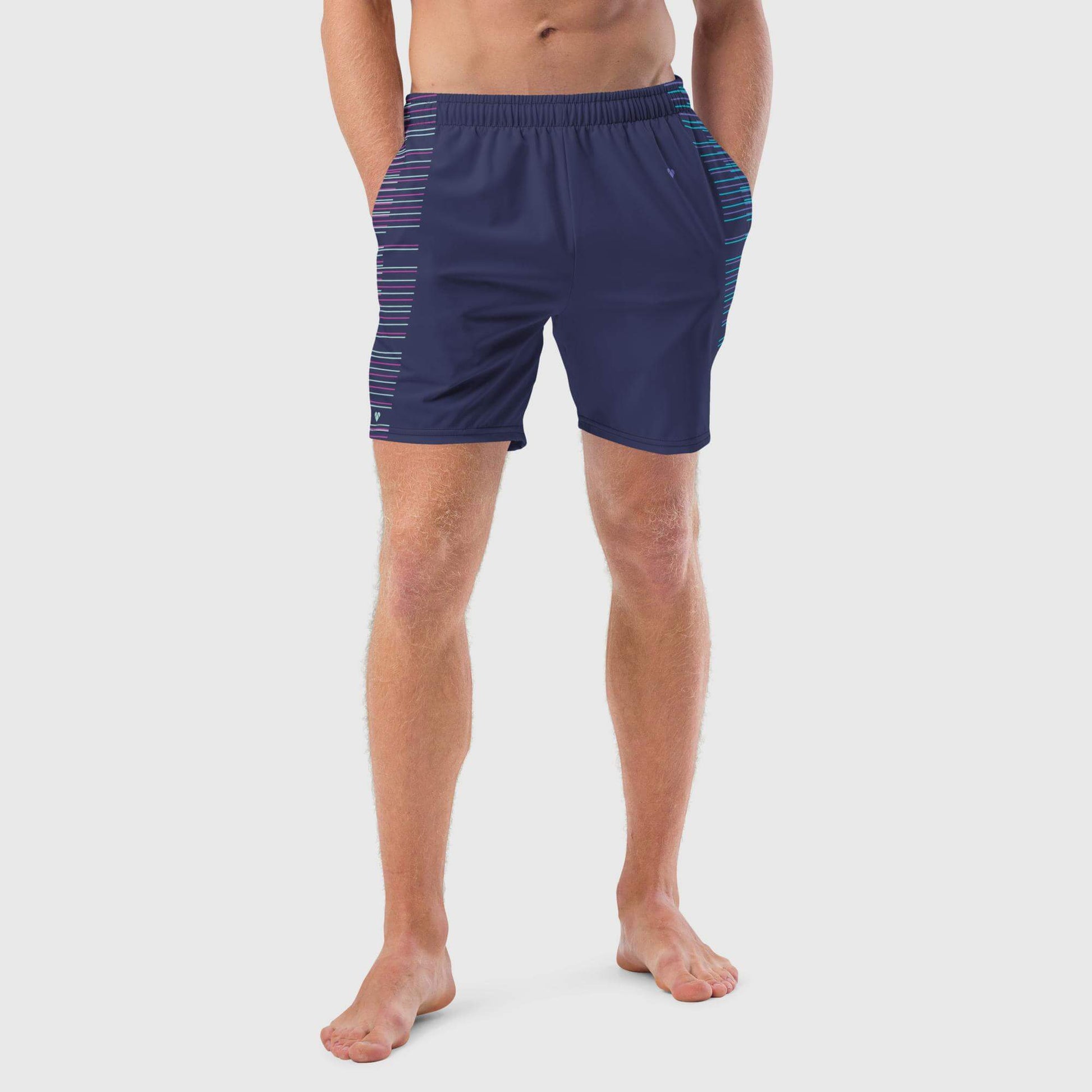 Confidence and style redefine with CRiZ AMOR's Slate Blue Dual Swim Trunks