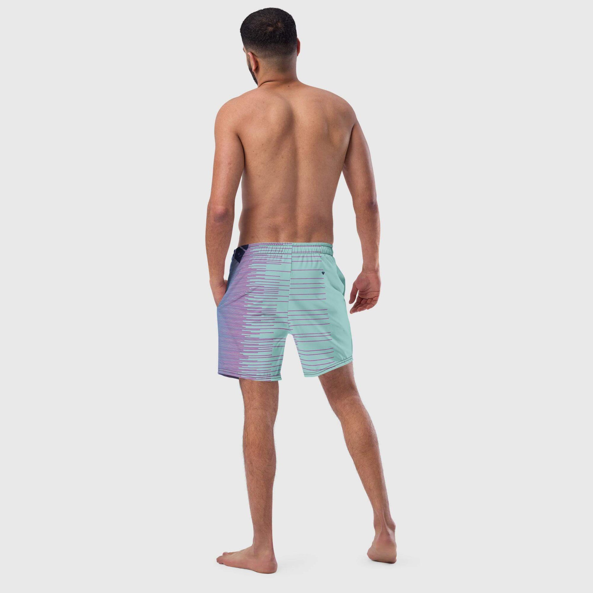 Gradient Design - Mint Stripes Dual Swim Trunks by CRiZ AMOR