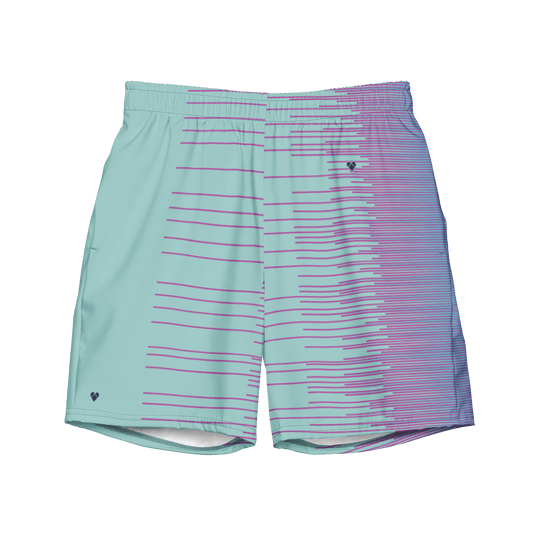 Mint Stripes Dual Swim Trunks for Men - CRiZ AMOR Designer Apparel