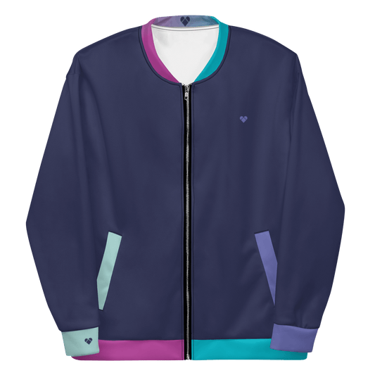 Fashion-forward Bomber Jacket with Heart Logo Detail