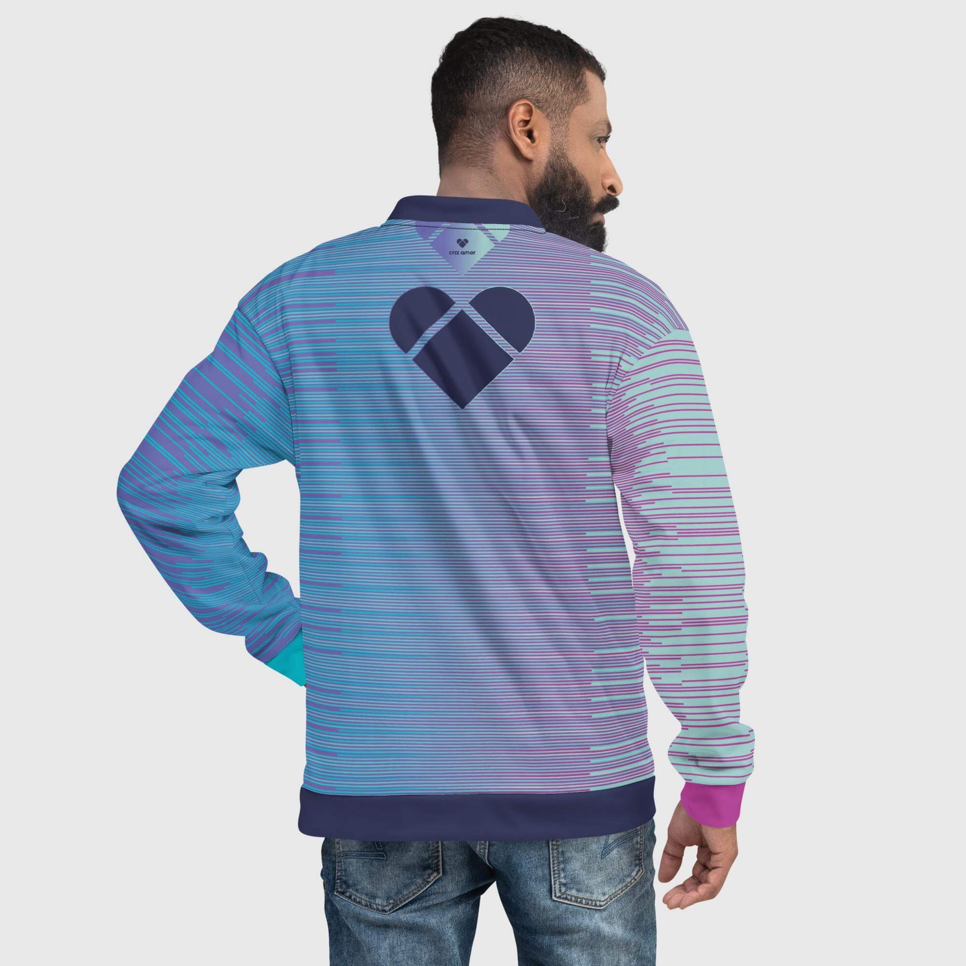 Dark Slate Blue Heart Logo on Bomber Jacket