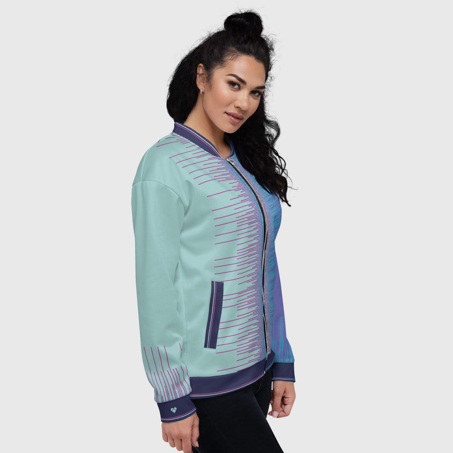 Fashionable Unisex Periwinkle Mint Bomber Jacket