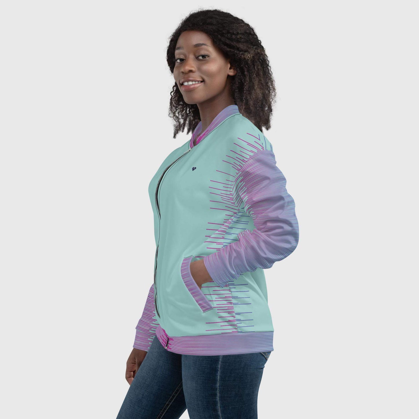 Dramatic Mint & Fucsia Pink Bomber - Unleash Your Style