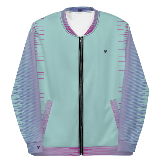 Mint & Fucsia Pink Bomber Jacket Dual by CRiZ AMOR - Genderless Chic